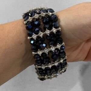 Black and Diamond Cocktail Stretch Bracelet